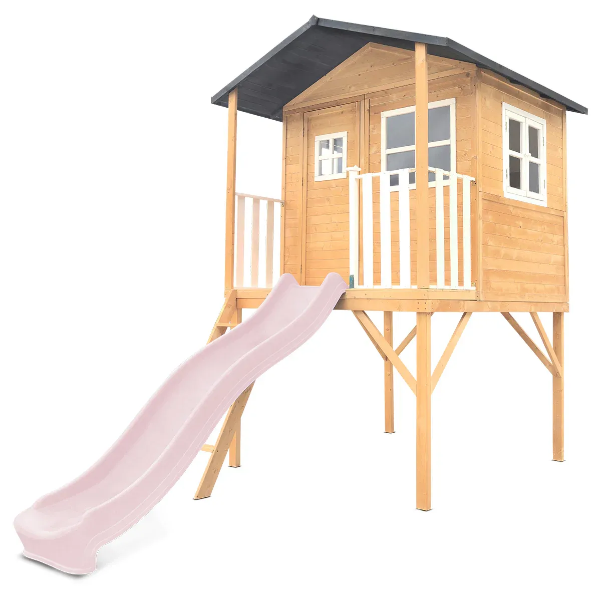 Lifespan Kids Burleigh Cubby House with 2.2m Slide (Pastel Pink) - Image 1