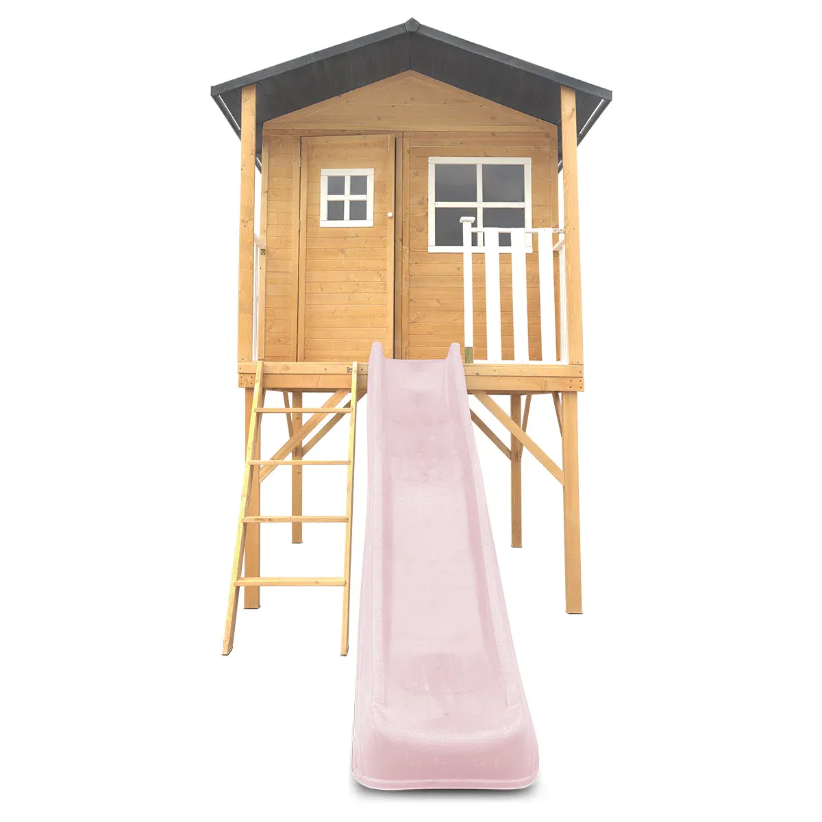 Lifespan Kids Burleigh Cubby House with 2.2m Slide (Pastel Pink) - Image 2