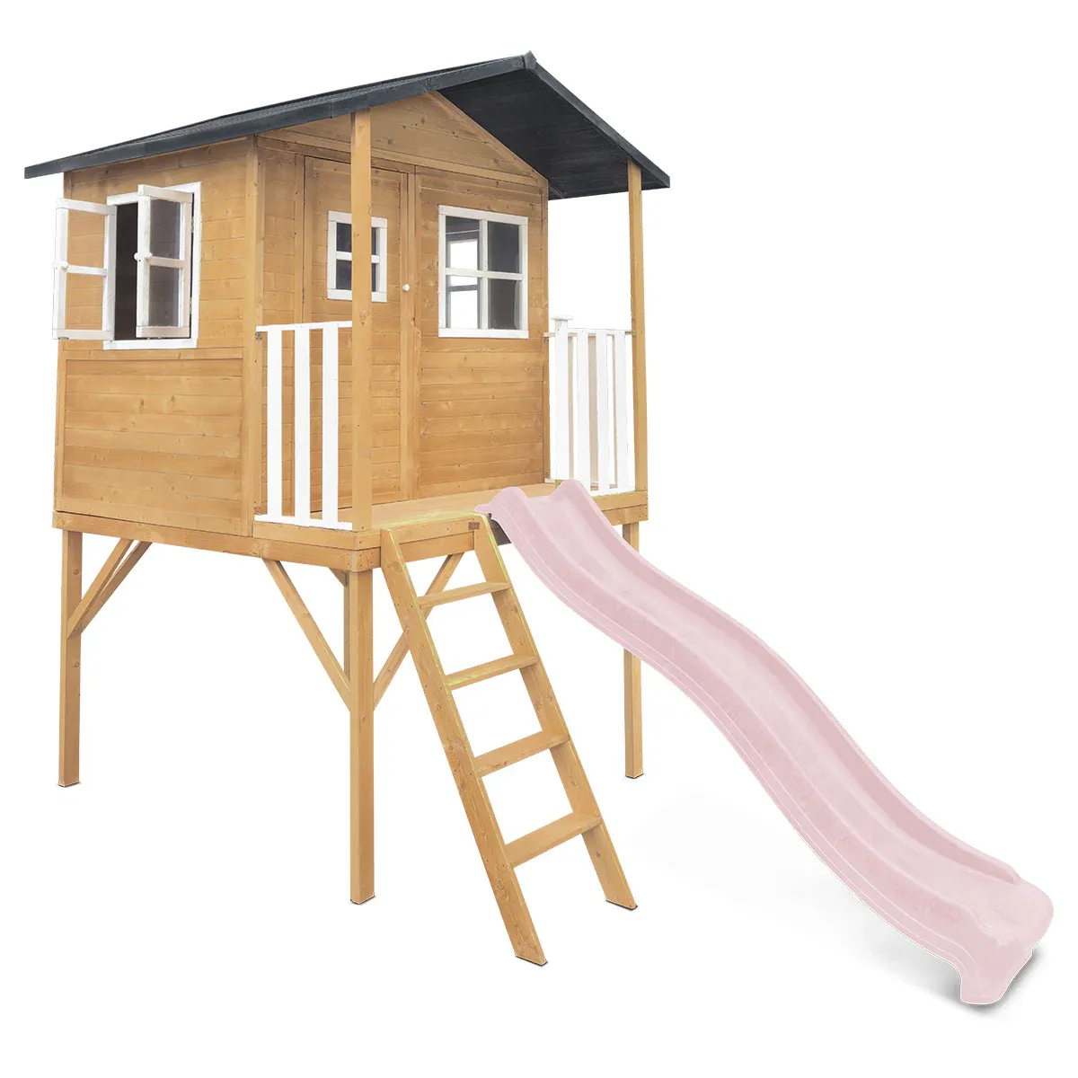 Lifespan Kids Burleigh Cubby House with 2.2m Slide (Pastel Pink) - Image 3