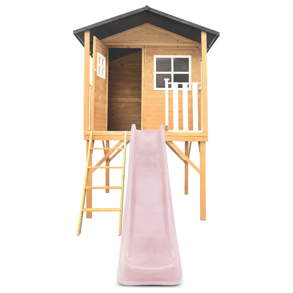 Lifespan Kids Burleigh Cubby House with 2.2m Slide (Pastel Pink) - Image 5