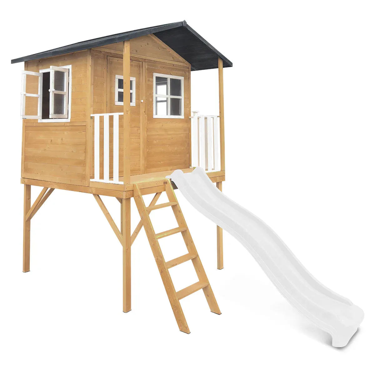 Lifespan Kids Burleigh Cubby House with 2.2m Slide (White) - Image 3