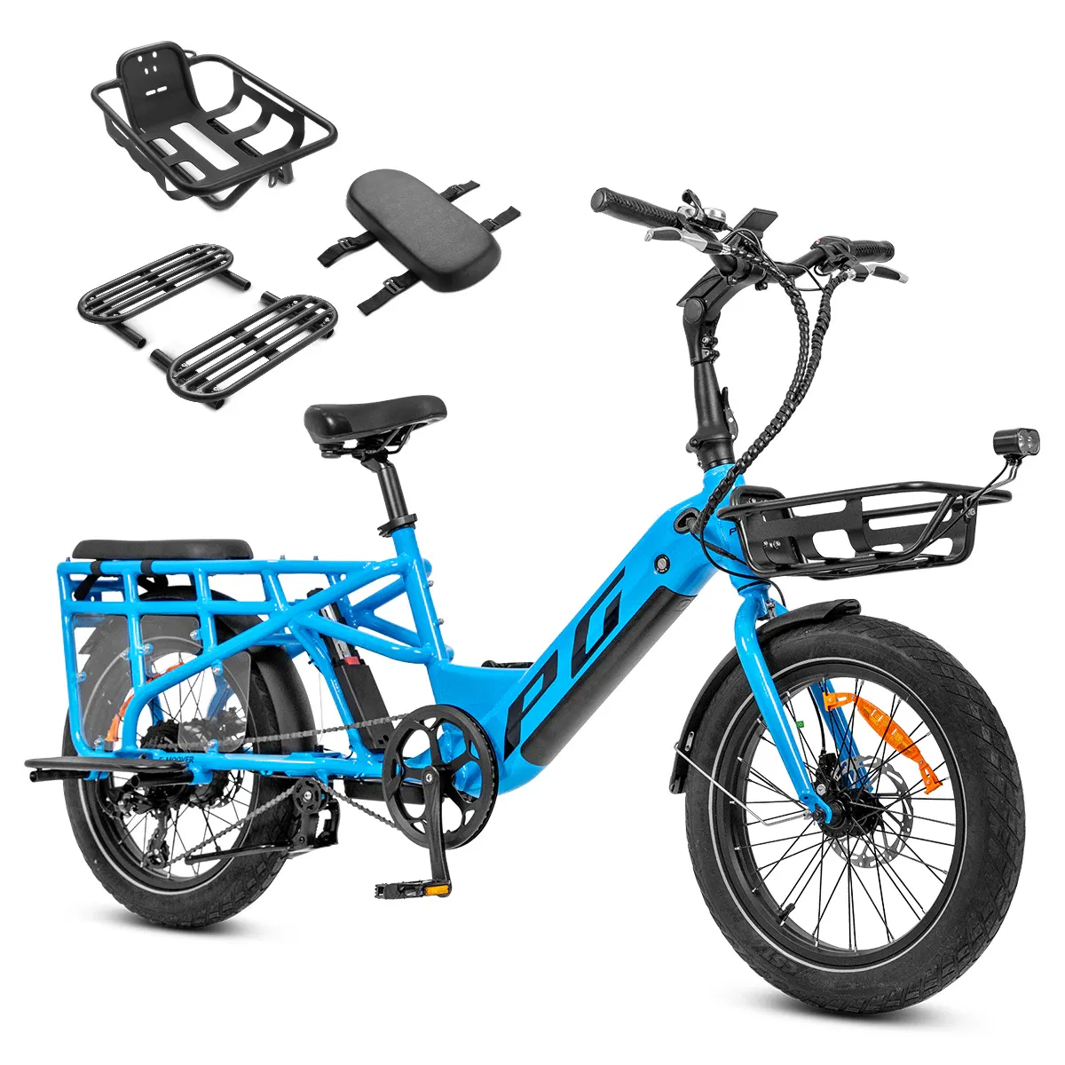 Progear Bikes E-Moover Cargo Bike + Transporter Kit - Electric Blue - Image 1