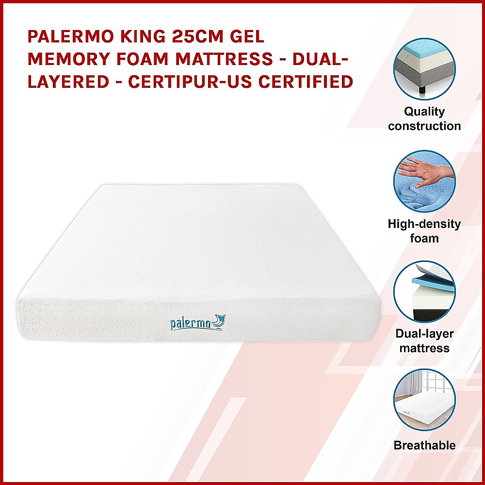 King 25cm Gel Memory Foam Mattress â€“ Dual-Layered Comfort with CertiPUR-US Certified Foam - Image 3