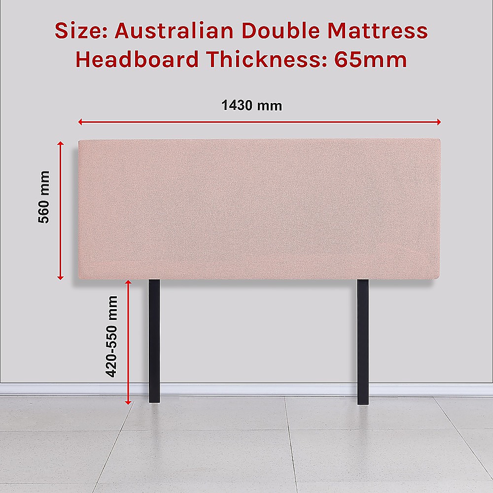 Linen Fabric Double Bed Deluxe Headboard Bedhead - Pale Pink - Image 6