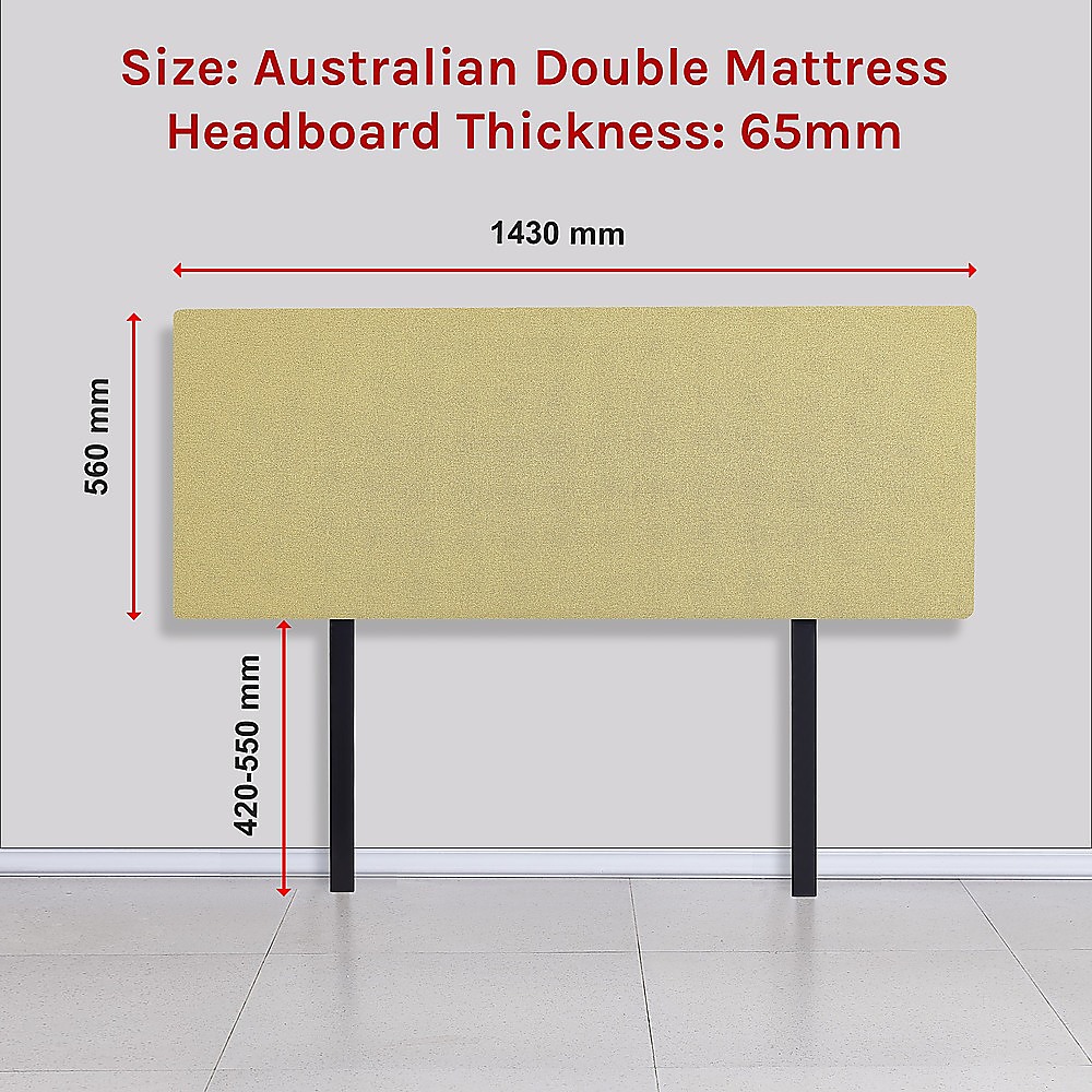 Linen Fabric Double Bed Deluxe Headboard Bedhead - Sulfur Yellow - Image 6
