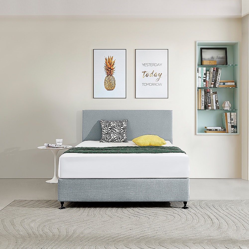 Linen Fabric Double Bed Deluxe Headboard Bedhead - Stone Grey - Image 2