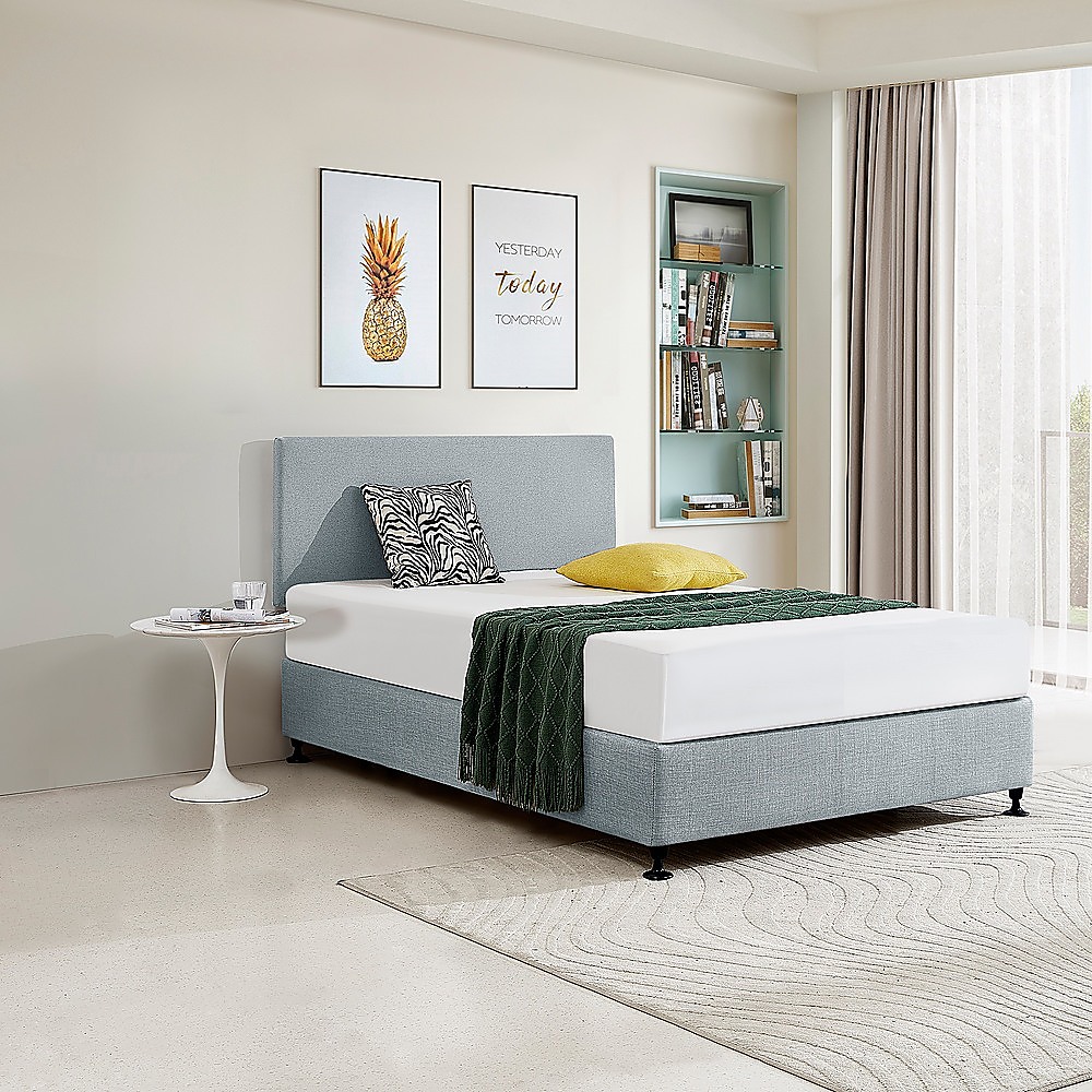 Linen Fabric Double Bed Deluxe Headboard Bedhead - Stone Grey - Image 3