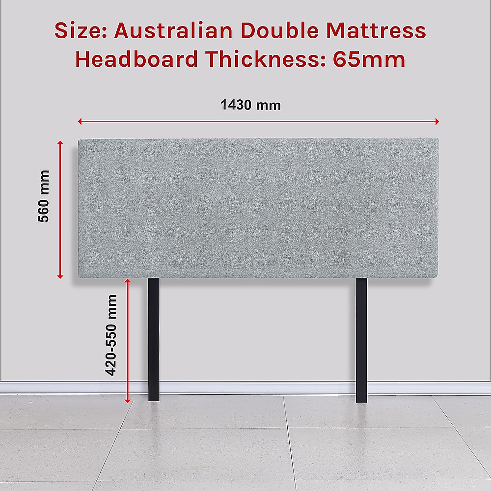 Linen Fabric Double Bed Deluxe Headboard Bedhead - Stone Grey - Image 6