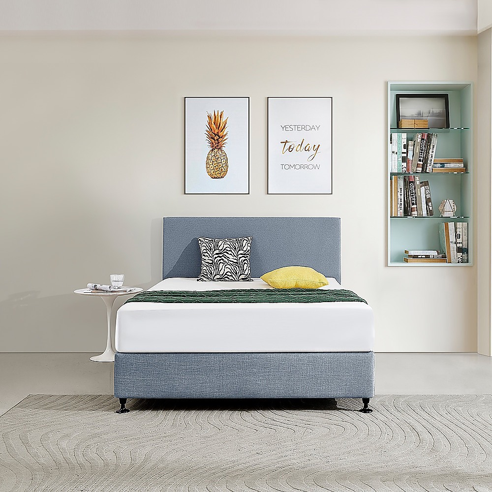 Linen Fabric Double Bed Deluxe Headboard Bedhead - Berlin Blue - Image 2