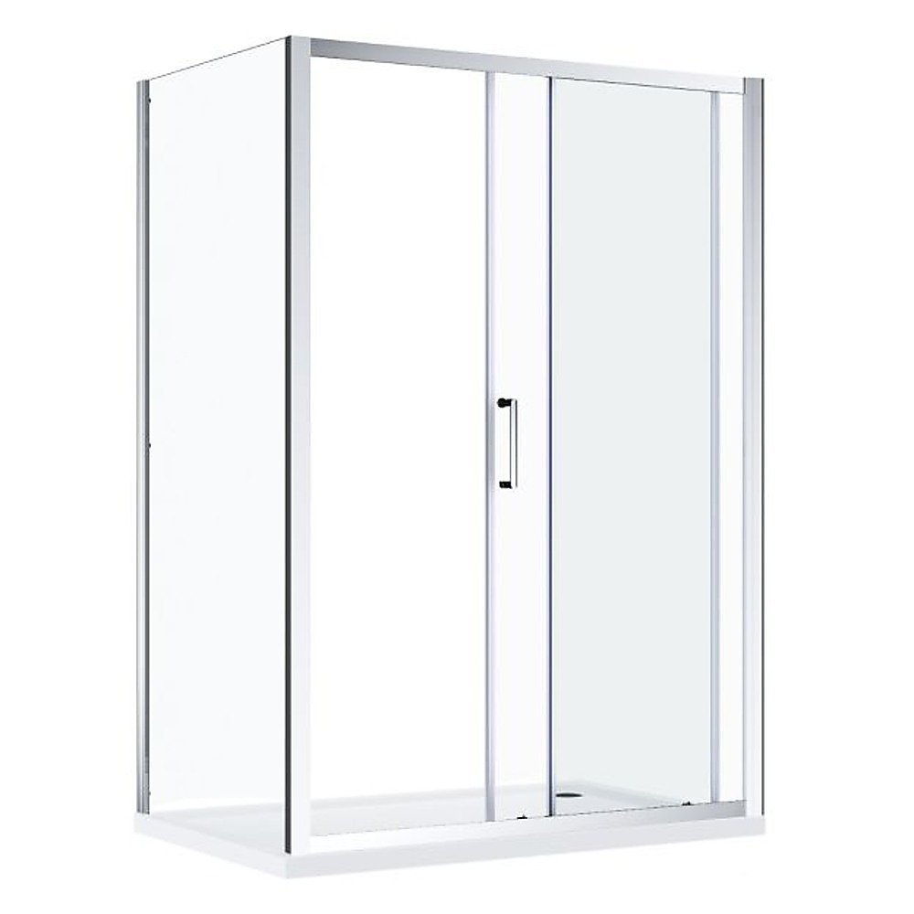 Adjustable 1800x800mm Single Door Corner Sliding Glass Shower Screen in Chrome - Image 1