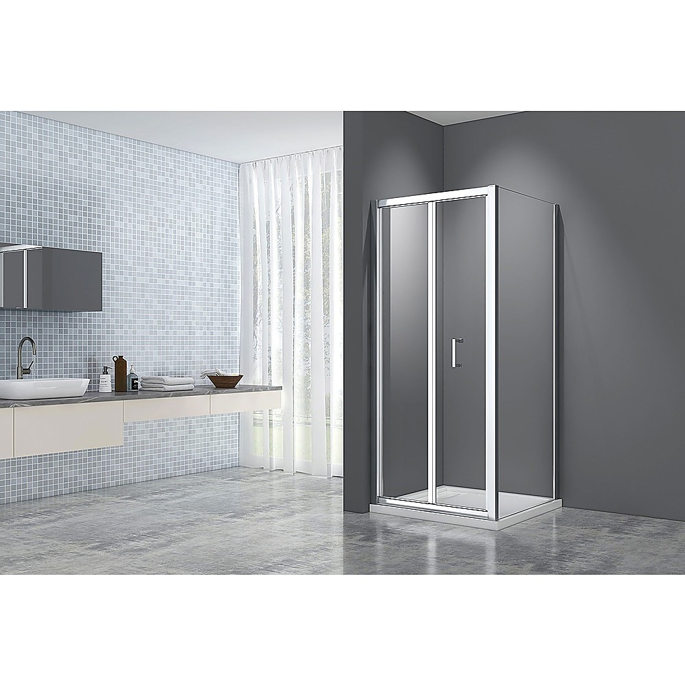 Adjustable 1800x800mm Single Door Corner Sliding Glass Shower Screen in Chrome - Image 1