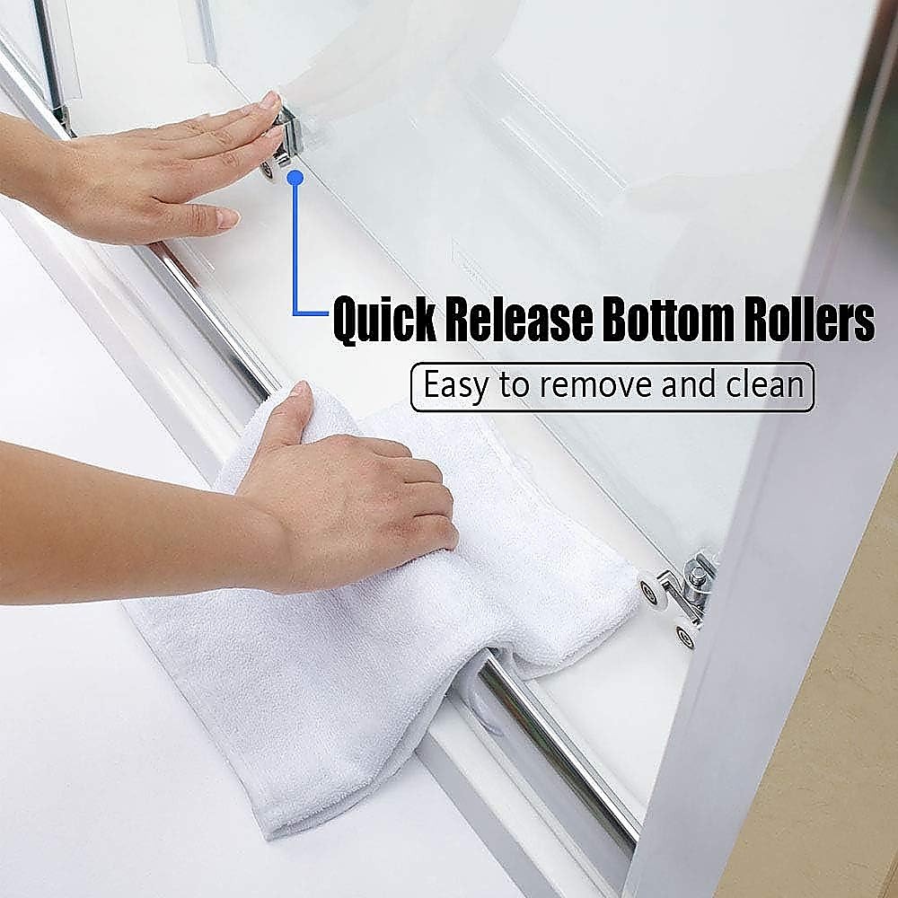 140-150cm Adjustable Wall to Wall Sliding Glass Shower Door in Chrome - Image 2