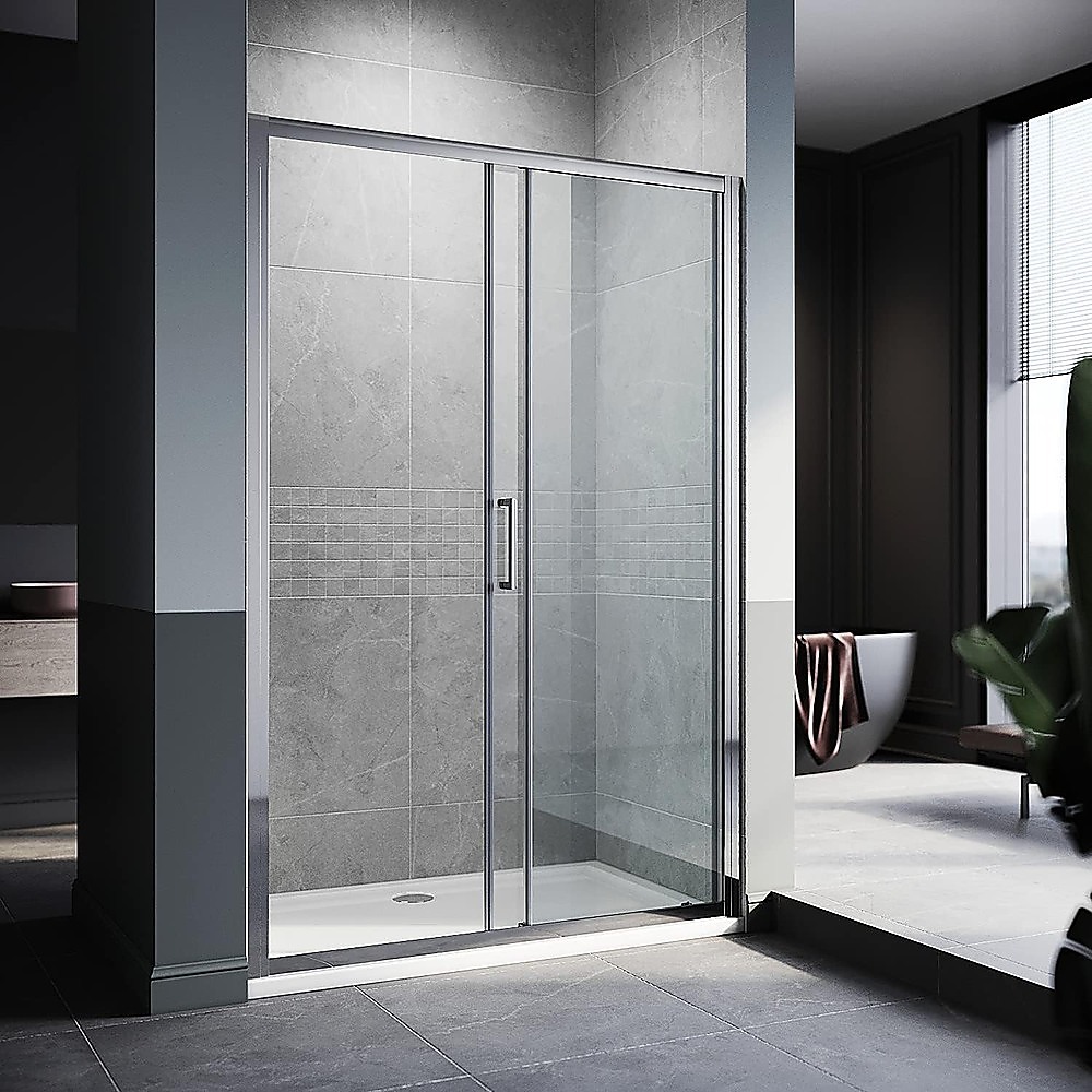 170-185cm Adjustable Wall to Wall Sliding Glass Shower Door in Chrome - Image 1