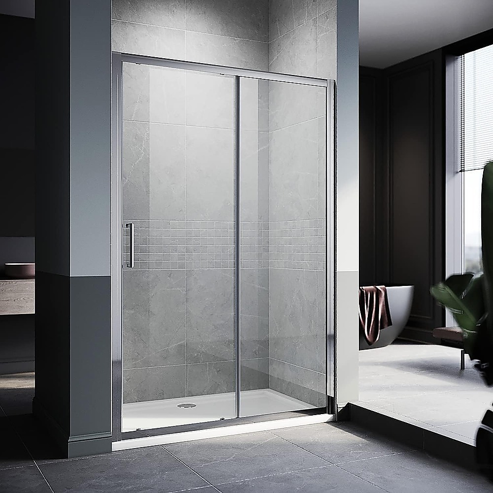 170-185cm Adjustable Wall to Wall Sliding Glass Shower Door in Chrome - Image 2