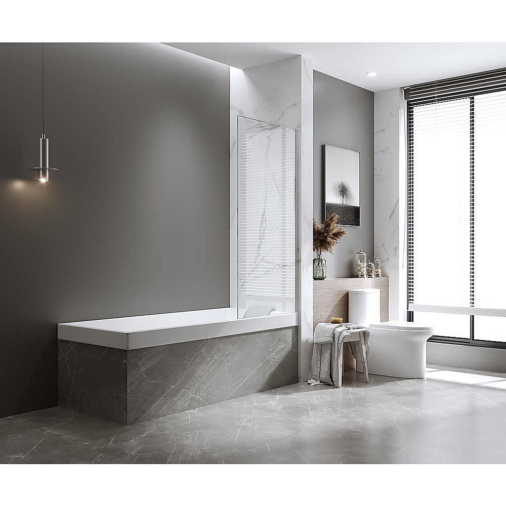 70cm Frameless Swing Bath Panel with Black Hardware - Image 3