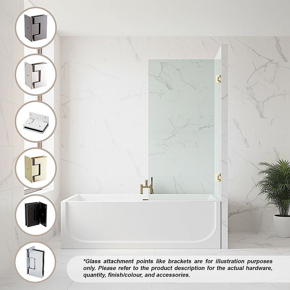 70cm Frameless Swing Bath Panel with Brushed Gunmetal Hardware - Image 2