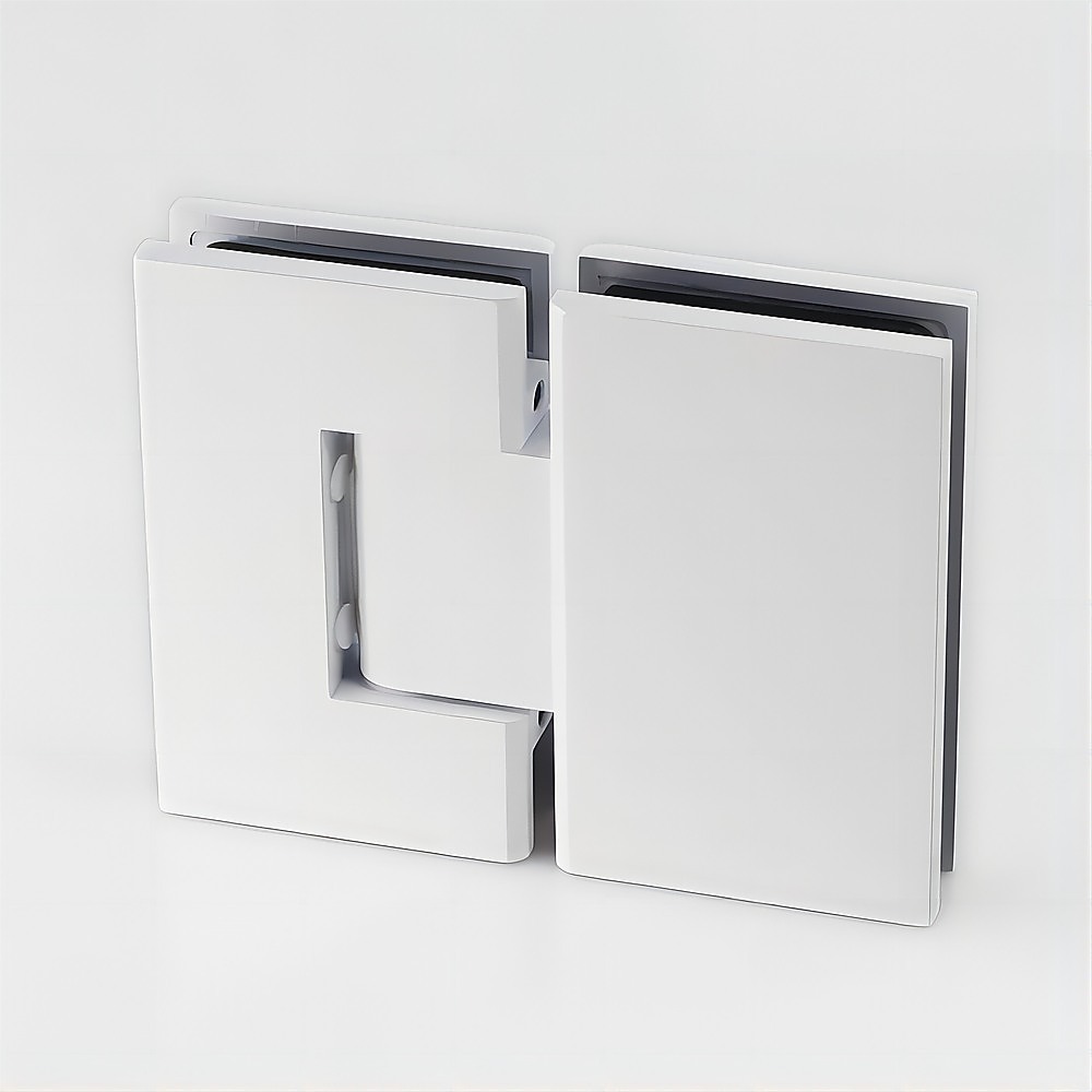 120cm Wall-to-Wall Frameless Shower Screen â€“ White F-Brackets with SS Hinges & Square Knob Handle - Image 7