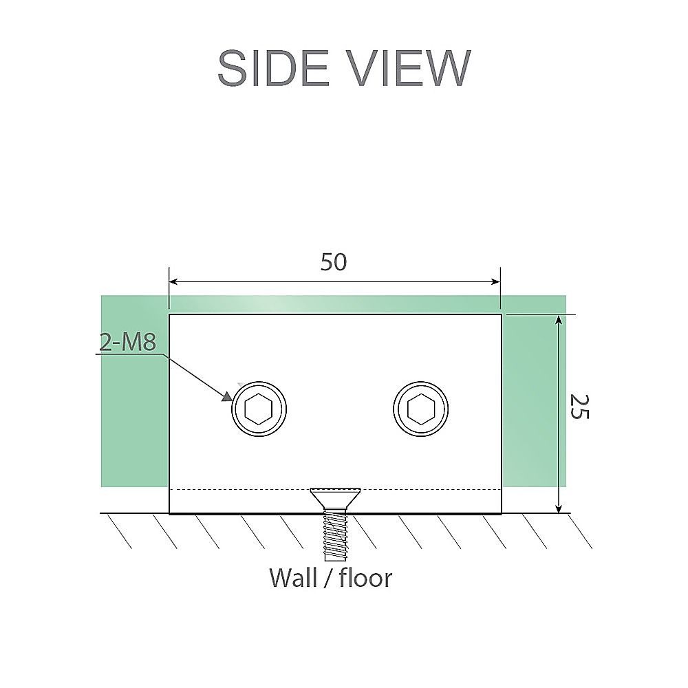 90cm Wall-to-Wall Frameless Shower Screen â€“ White U-Brackets and Floor U-Bracket with SS Hinges & Round Knob Handle - Image 7