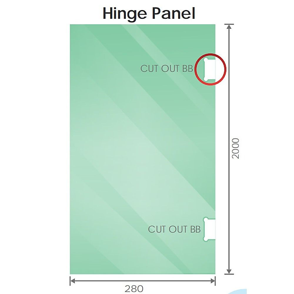 90x70cm Corner Frameless Shower Screen with White U-Brackets and SS Hinges, Square Knob Handle - Image 3