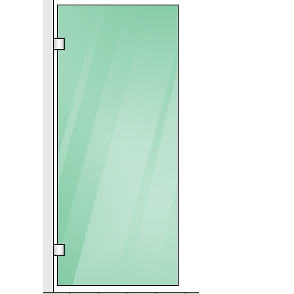 100x90cm Corner Frameless Shower Screen with Nickel Wall Channel and Floor F-Bracket and SS Hinges, Round Knob Handle - Image 4