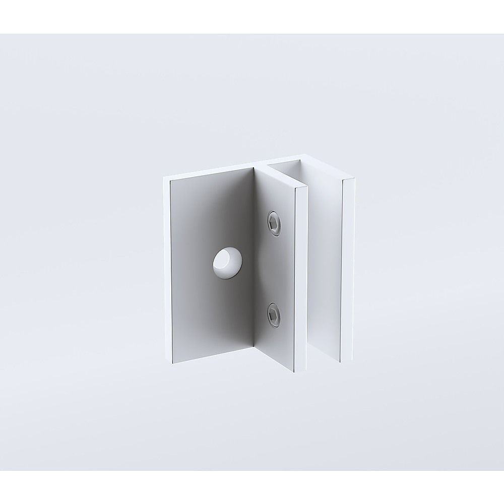 100x70cm Corner Frameless Shower Screen with White Wall Channel and Floor F-Bracket and SS Hinges, Square Double Pull Handle - Image 7