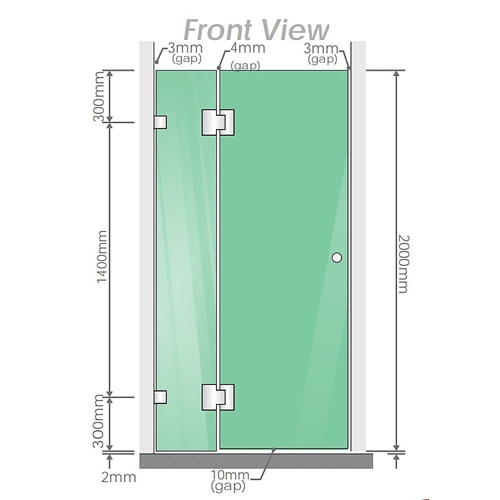 120x120cm Double Door Corner Shower Screen with Nickel Brackets and Brass Hinges, Square double pull Handle - Image 3