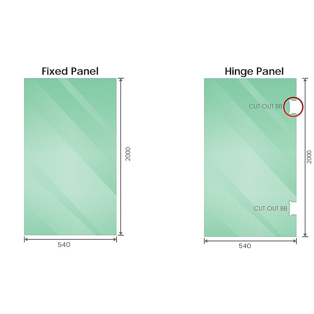 100cm Frameless Diamond Shower Screen with Chrome Brackets and Brass Hinges, Round Knob Handle - Image 3