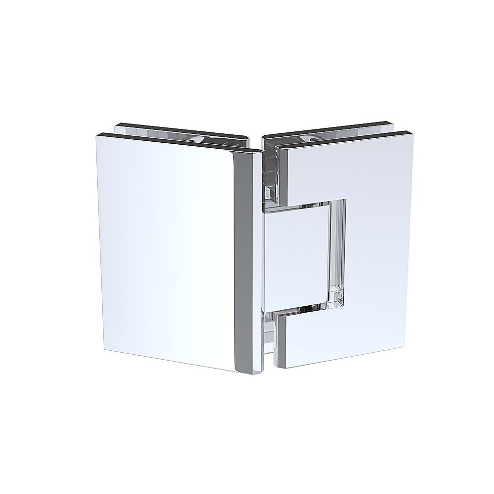 100cm Frameless Diamond Shower Screen with Chrome Brackets and Brass Hinges, Round Knob Handle - Image 4