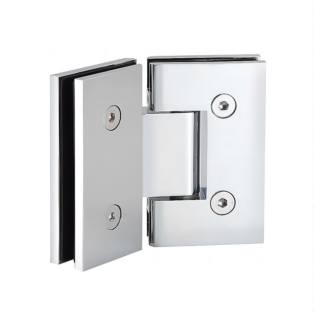 100cm Frameless Diamond Shower Screen with Chrome Brackets and Brass Hinges, Round Knob Handle - Image 6