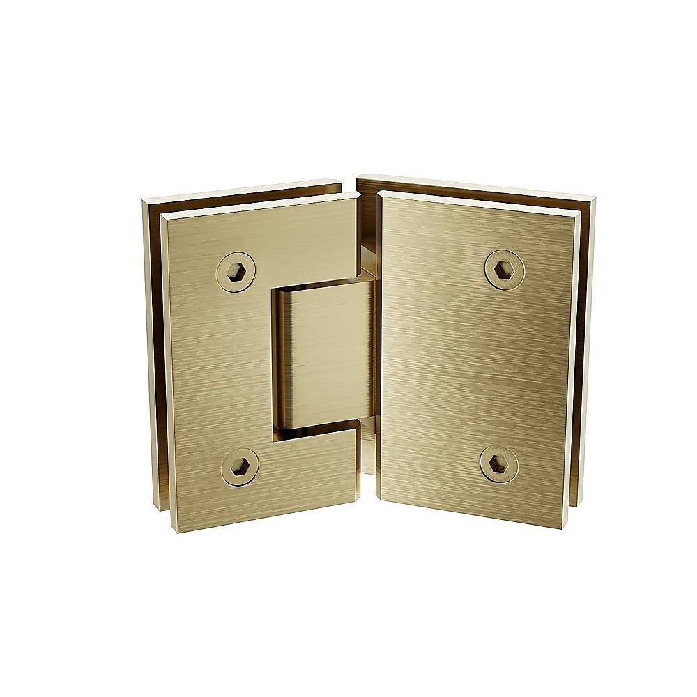 90cm Frameless Diamond Shower Screen with Channels and Brass Hinges - Gold - Image 7