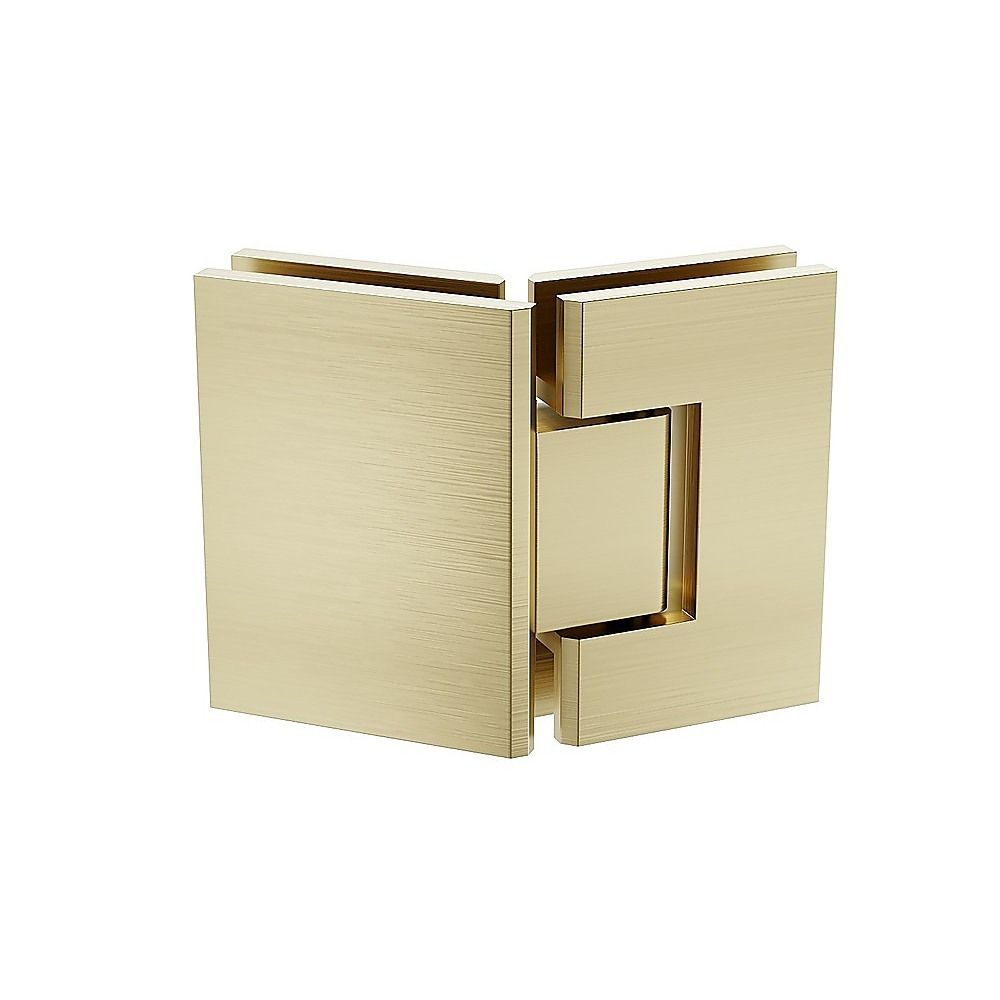 100cm Frameless Diamond Shower Screen with Channels and Brass Hinges - Gold - Image 4