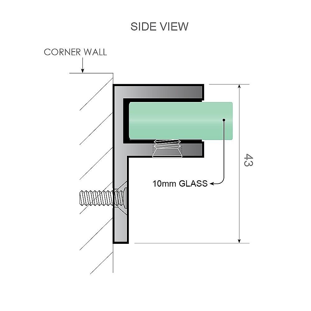 90cm Reeded Single Shower Glass Screen with Gold F-brackets & Square Pole - Image 8
