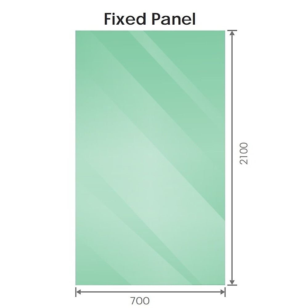 70x210cm Single Shower Glass Screen with Gold F-brackets & Square Pole - Image 6