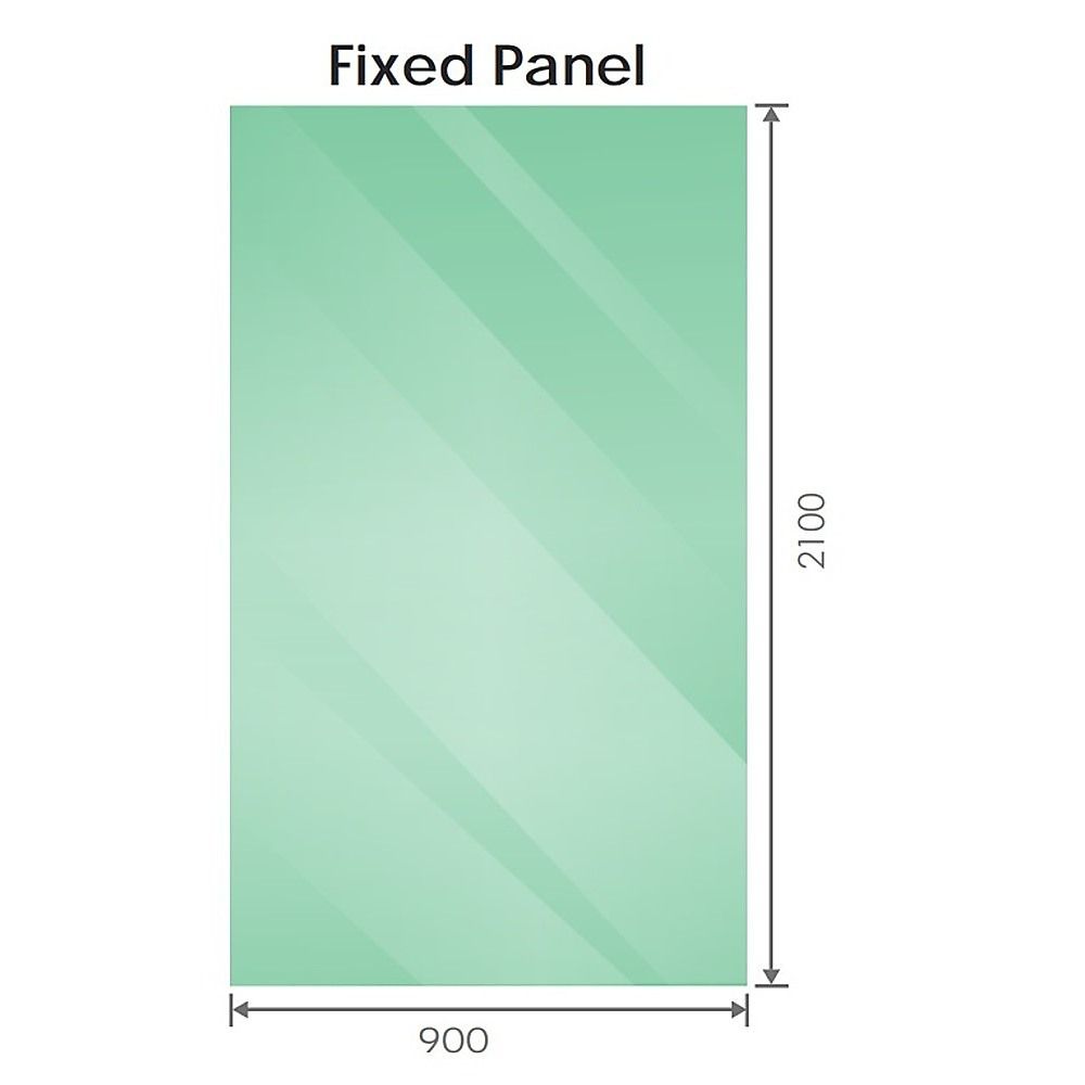 90x210cm Single Shower Glass Screen with Gold F-brackets & Square Pole - Image 6