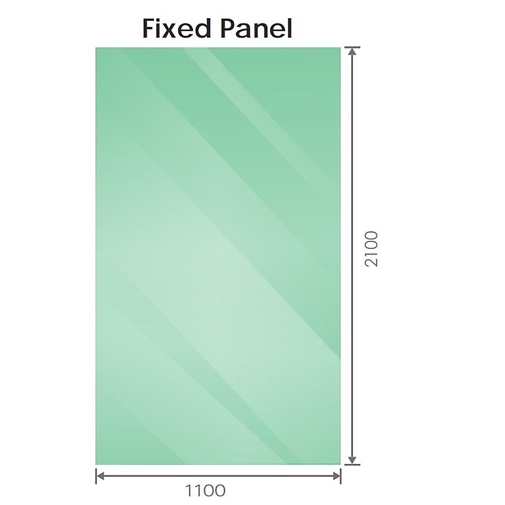 110x210cm Single Shower Glass Screen with Gold F-brackets & Round Pole - Image 5