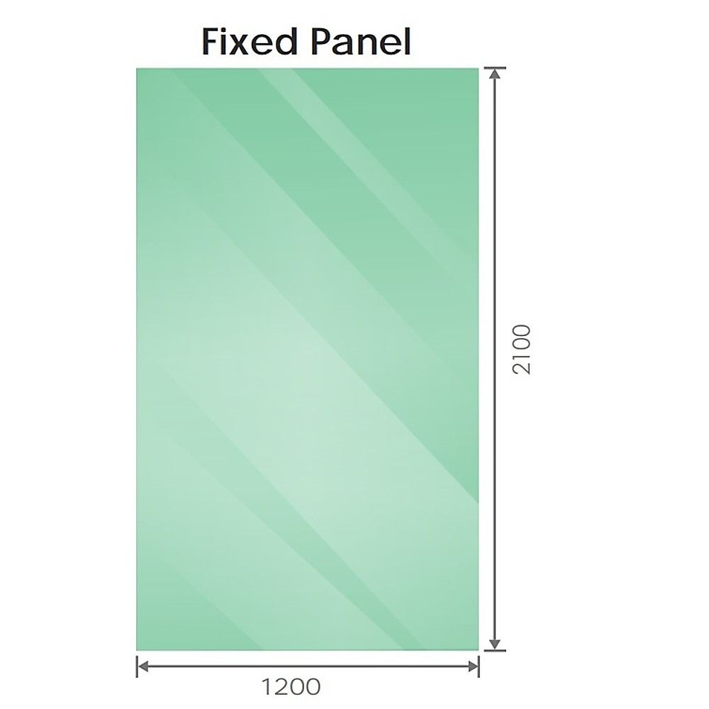 120x210cm Single Shower Glass Screen with Gold F-brackets & Round Pole - Image 5