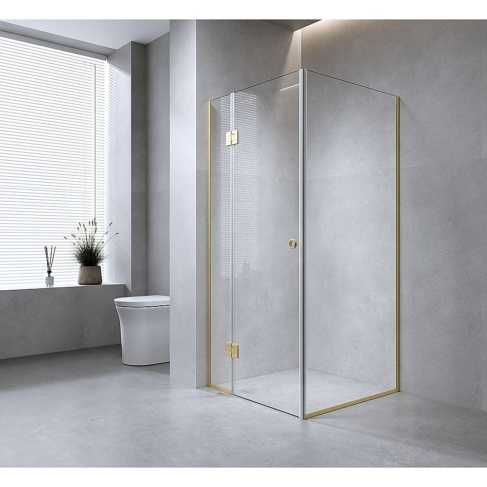 90x90cm Corner Frameless Shower Screen â€“ White Wall Channel with SS Hinges for Modern Bathroom Style - Image 2