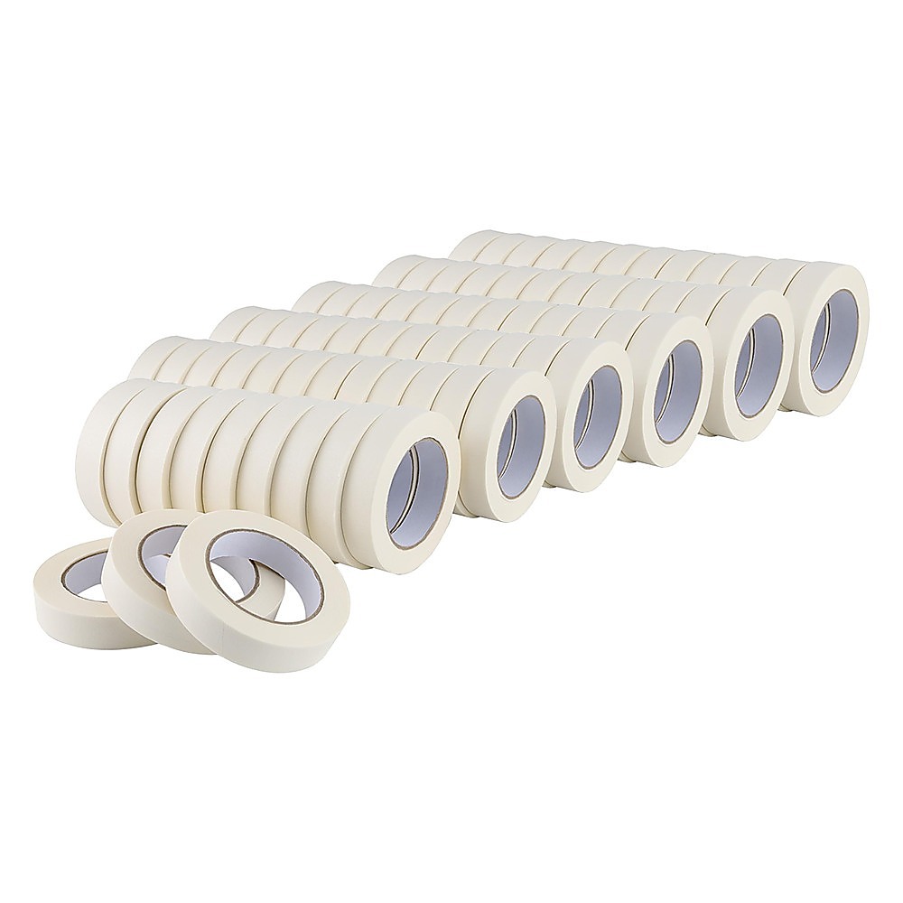 72 x White Masking Tape Rolls – 24mm x 50m Painters Adhesive Tape for Painting - Image 1