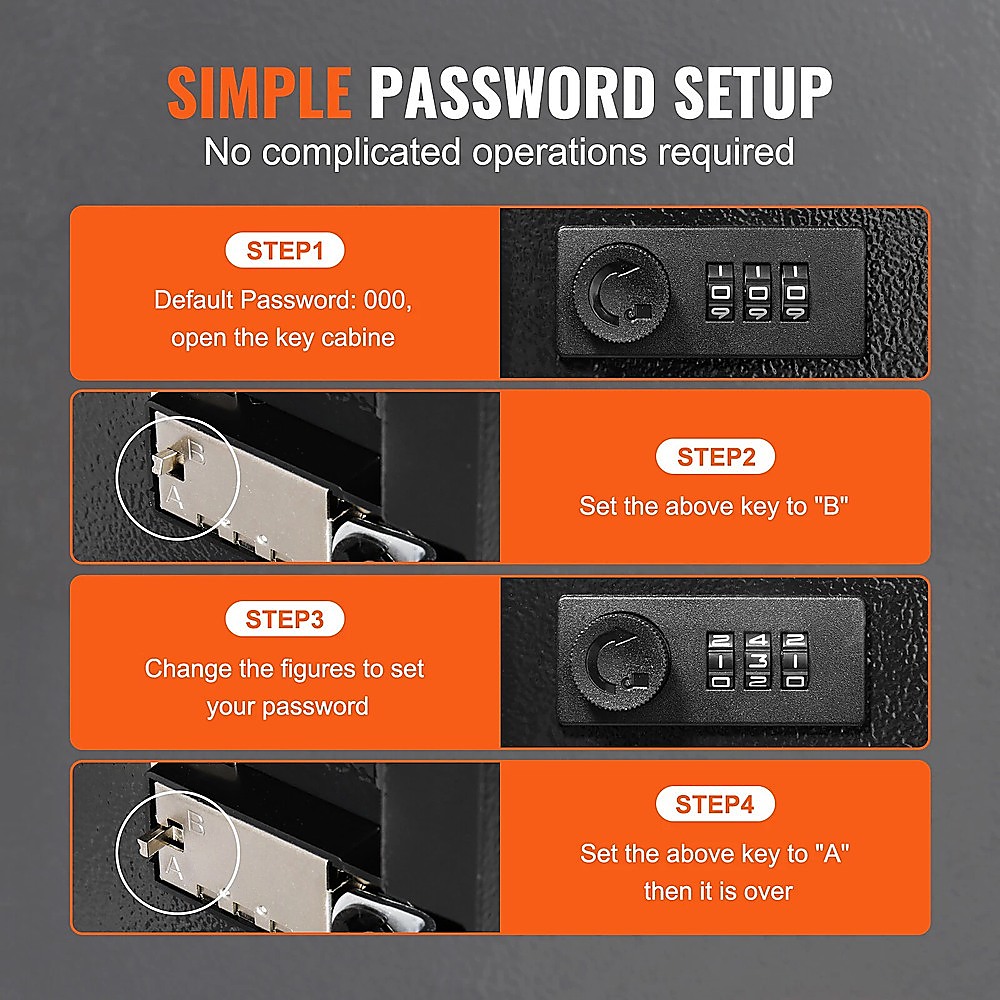 48-Key Cabinet Key Safe with Combination Lock & Keys – Wall Mounted Storage - Image 5