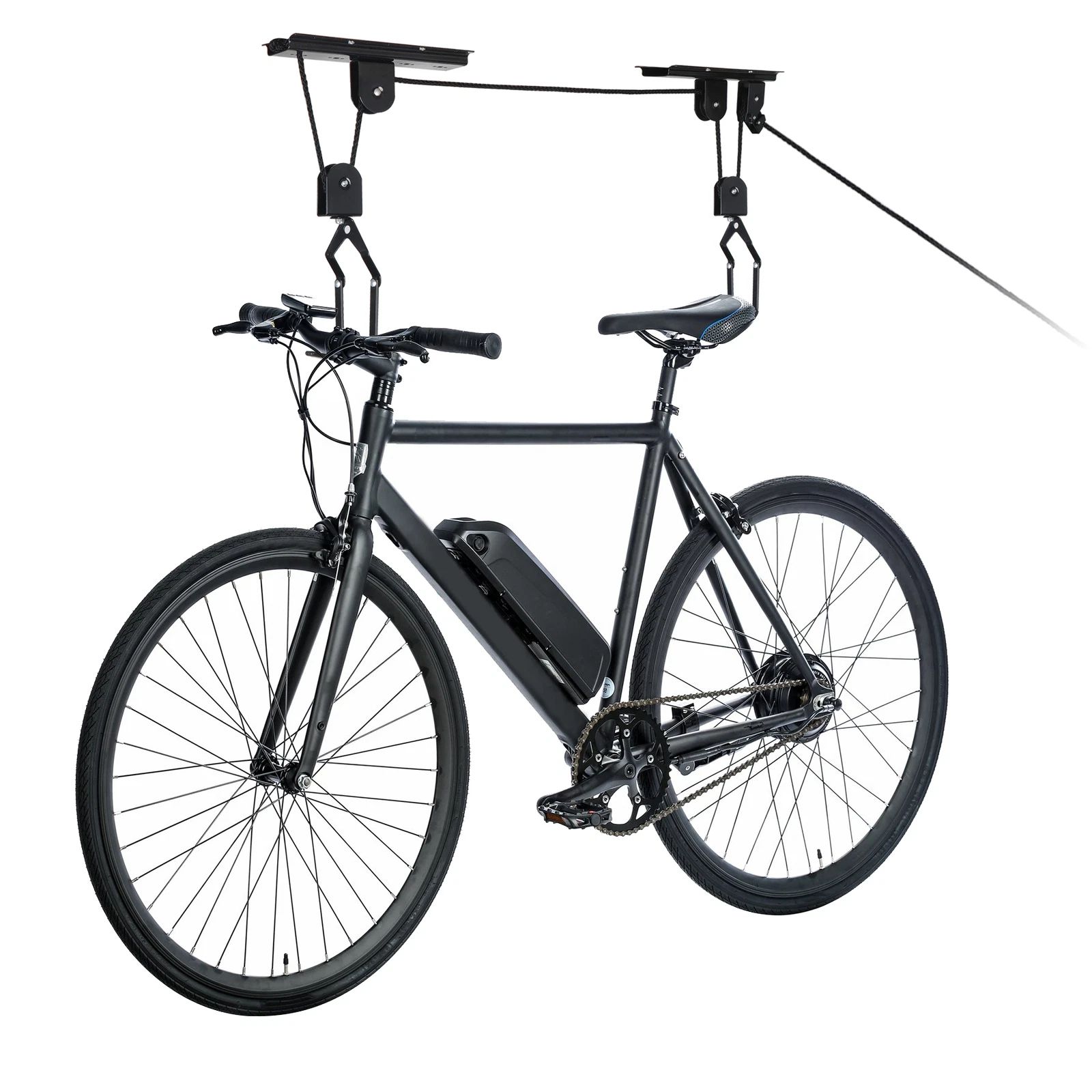 Heavy Duty Bike Hoist Pulley Lift – Garage Ceiling Bicycle Storage Rack w/ Lock - Image 4