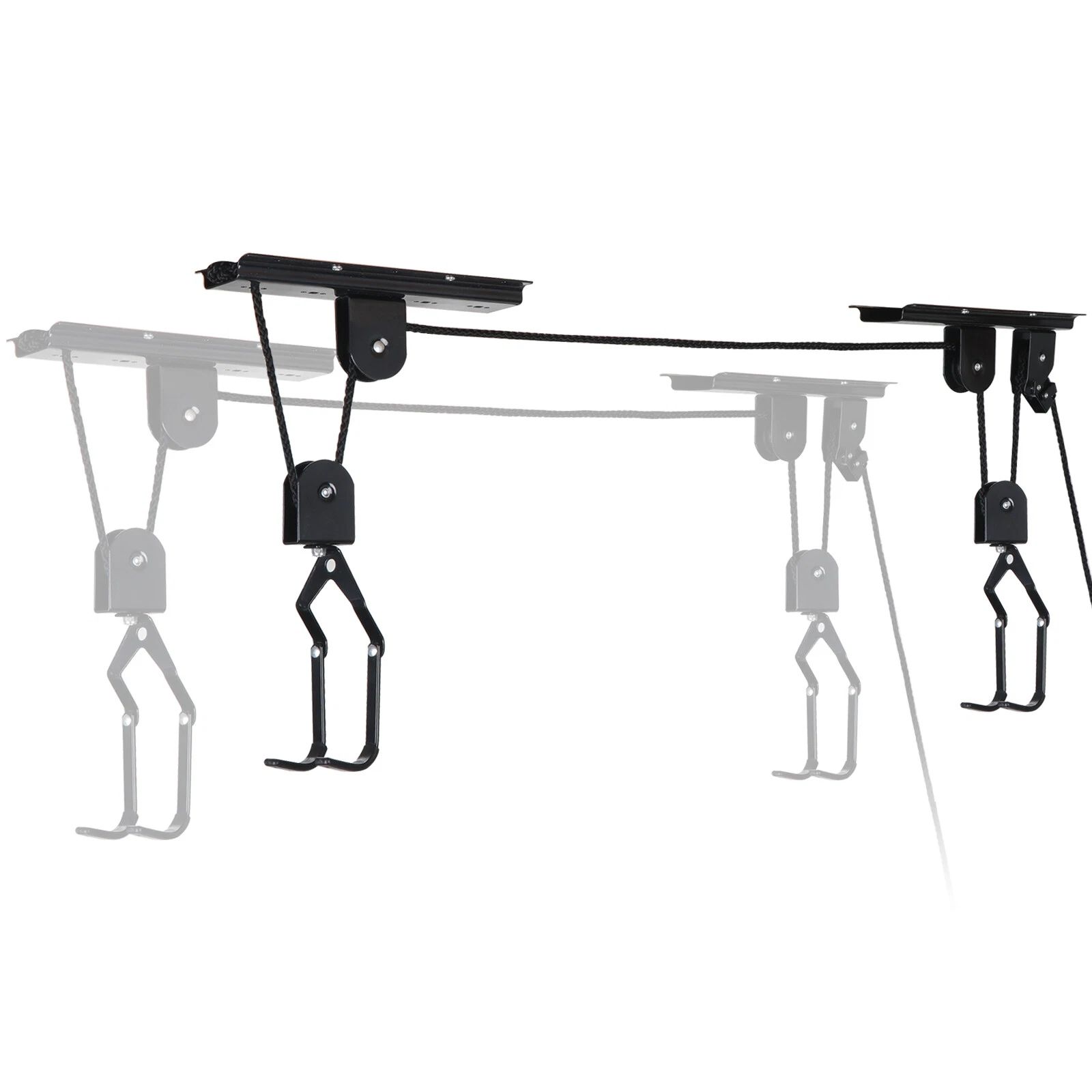 Heavy Duty Bike Hoist Pulley Lift – Garage Ceiling Bicycle Storage Rack w/ Lock - Image 6