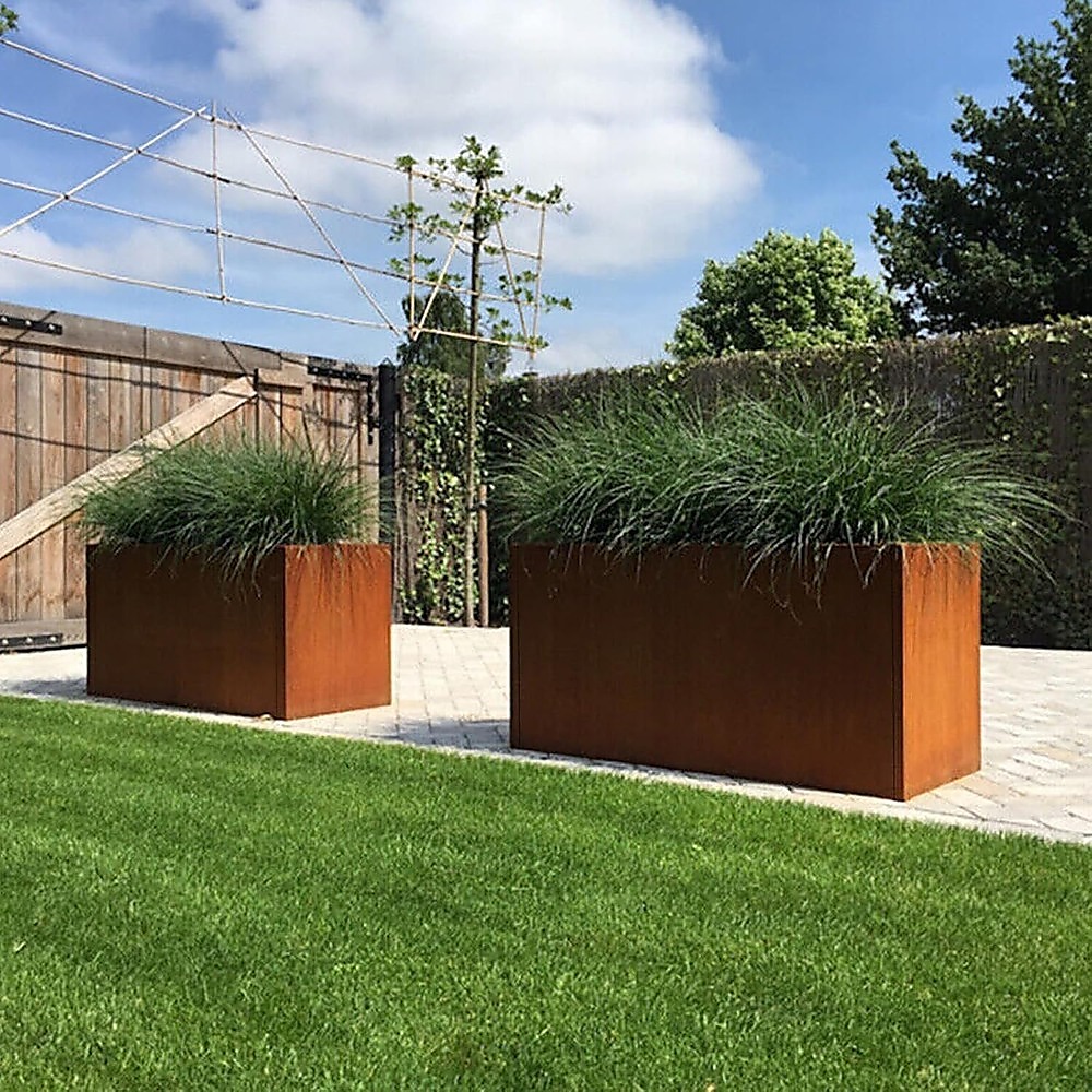 Corten Steel Planter Box 62x40x39cm Outdoor Garden Raised Bed Rust Finish - Image 3