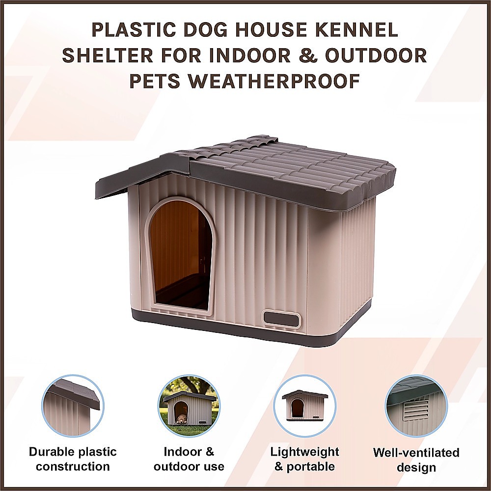 Plastic Dog House Kennel Shelter for Indoor & Outdoor Pets Weatherproof - Image 3