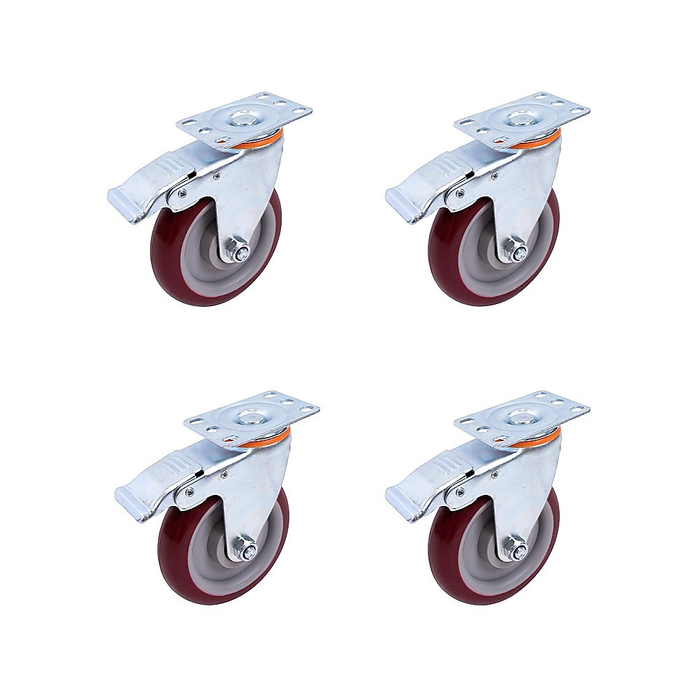 4 Pack 5 Inch Heavy Duty Locking Caster Wheels Swivel Plate Castors - Image 1