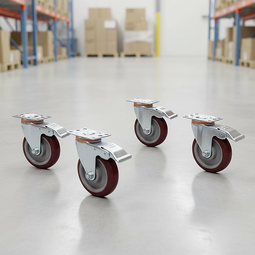 4 Pack 5 Inch Heavy Duty Locking Caster Wheels Swivel Plate Castors - Image 5
