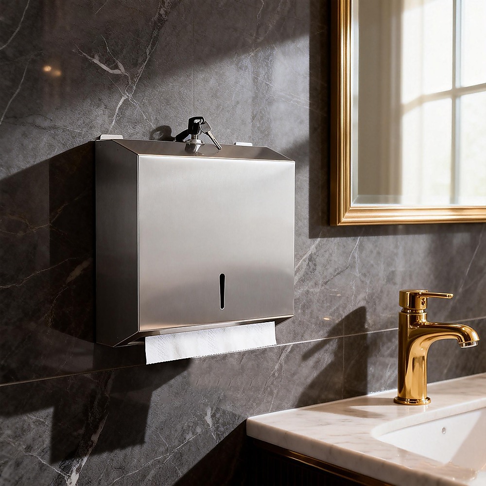 304 Stainless Steel Wall Mounted Paper Towel Dispenser Holder - Image 2