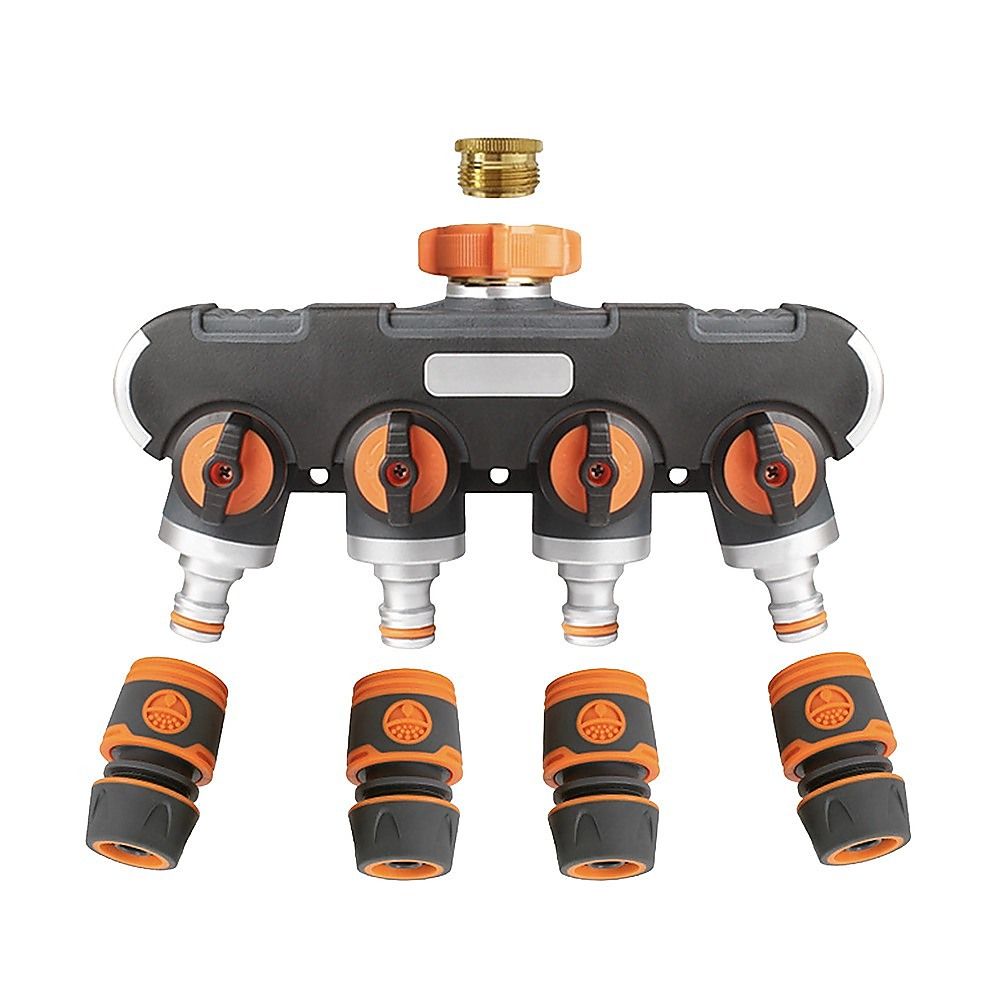 4 Way Hose Splitter Tap Garden Water Irrigation Distributor Valve - Image 1