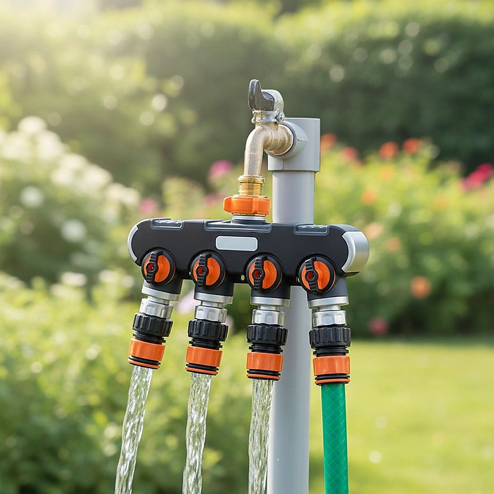 4 Way Hose Splitter Tap Garden Water Irrigation Distributor Valve - Image 2