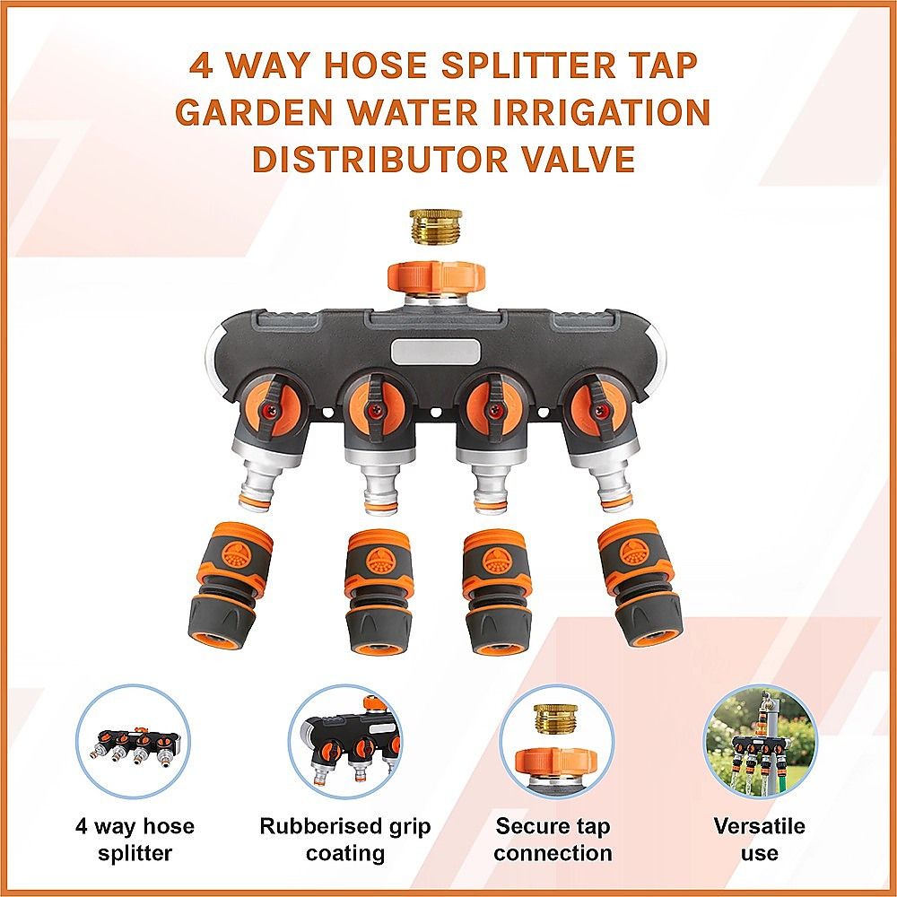 4 Way Hose Splitter Tap Garden Water Irrigation Distributor Valve - Image 3