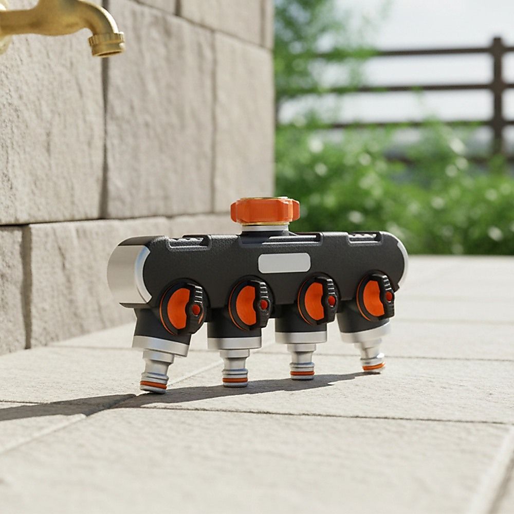 4 Way Hose Splitter Tap Garden Water Irrigation Distributor Valve - Image 5